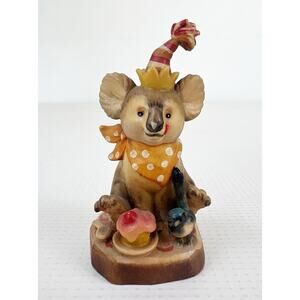 Vintage Anri Woodcarving Sarah Kay Koala Bear Figurine Party Time 63/3500 Italy